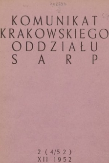 Komunikat Krakowskiego Oddziału SARP. 1952, nr 2