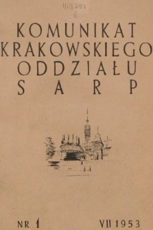 Komunikat Krakowskiego Oddziału SARP. 1953, nr 1
