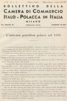 Bollettino della Camera di Commercio Italo-Polacca in Italia. 1937, nr 5-6