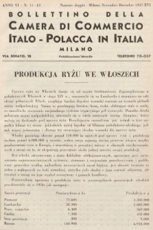 Bollettino della Camera di Commercio Italo-Polacca in Italia. 1937, nr 11-12