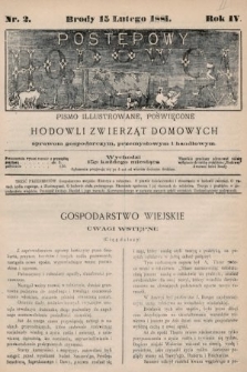 Postępowy Hodowca : pismo ilustrowane poświęcone hodowli zwierząt domowych, sprawom gospodarczym, przemysłowym i handlowym. 1881, nr 2