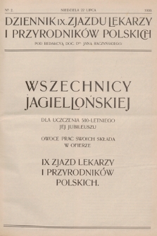 Dziennik IX. Zjazdu Lekarzy i Przyrodników Polskich. 1900, nr 2
