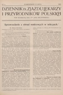 Dziennik Dziewiątego Zjazdu Lekarzy i Przyrodników Polskich. 1900, nr 3