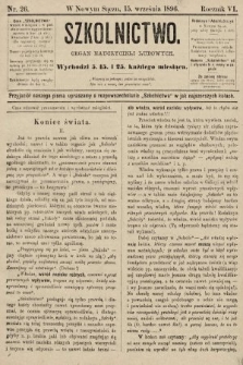 Szkolnictwo : organ nauczycieli ludowych. 1896, nr 26