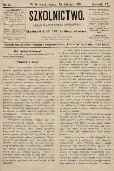 Szkolnictwo : organ nauczycieli ludowych. 1897, nr 5