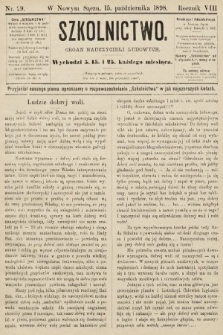 Szkolnictwo : organ nauczycieli ludowych. 1898, nr 29