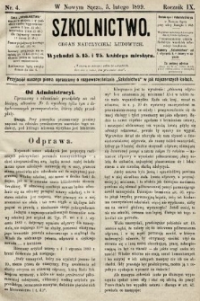 Szkolnictwo : organ nauczycieli ludowych. 1899, nr 4