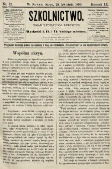 Szkolnictwo : organ nauczycieli ludowych. 1899, nr 12