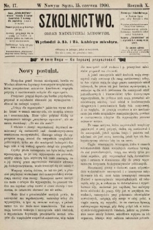 Szkolnictwo : organ nauczycieli ludowych. 1900, nr 17