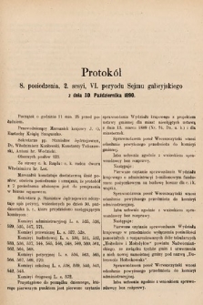 [Kadencja VI, sesja II, pos. 8] Protokół 8. posiedzenia 2. sesyi, VI. peryodu Sejmu galicyjskiego