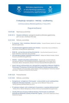 E-eksplozja : narzędzia – metody – użytkownicy : program konferencji