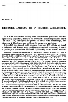 Księgozbiór archiwum PPS w Bibliotece Jagiellońskiej