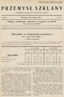 Przemysł Szklany : czasopismo Związku Hut Szklanych w Polsce. 1935, nr 8