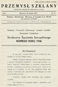 Przemysł Szklany : czasopismo Związku Hut Szklanych w Polsce. 1935, nr 13