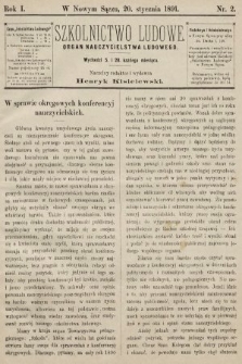 Szkolnictwo Ludowe : organ nauczycielstwa ludowego. 1891, nr 2