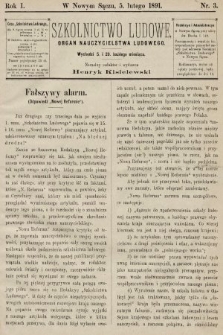 Szkolnictwo Ludowe : organ nauczycielstwa ludowego. 1891, nr 3