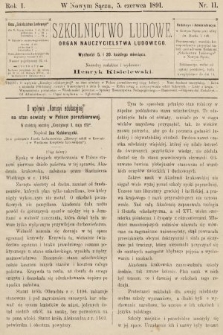 Szkolnictwo Ludowe : organ nauczycielstwa ludowego. 1891, nr 11