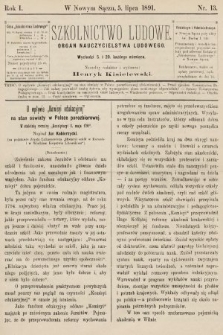 Szkolnictwo Ludowe : organ nauczycielstwa ludowego. 1891, nr 13