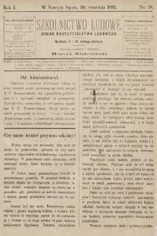 Szkolnictwo Ludowe : organ nauczycielstwa ludowego. 1891, nr 18