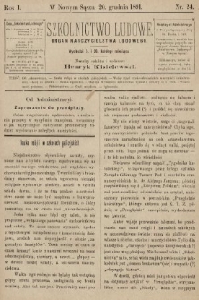 Szkolnictwo Ludowe : organ nauczycielstwa ludowego. 1891, nr 24