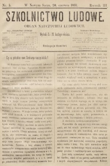 Szkolnictwo Ludowe : organ nauczycieli ludowych. 1893, nr 5