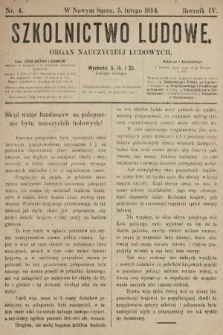 Szkolnictwo Ludowe : organ nauczycieli ludowych. 1894, nr 4/5 (po konfiskacie)