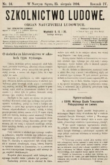 Szkolnictwo Ludowe : organ nauczycieli ludowych. 1894, nr 24