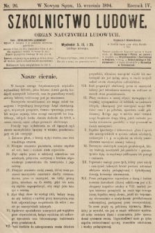 Szkolnictwo Ludowe : organ nauczycieli ludowych. 1894, nr 26
