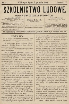 Szkolnictwo Ludowe : organ nauczycieli ludowych. 1894, nr 34