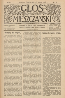 Glos Mieszczański : organ poświęcony sprawom mieszczaństwa polskiego. R. 2, 1912, nr 6