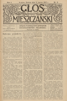 Glos Mieszczański : organ poświęcony sprawom mieszczaństwa polskiego. R. 2, 1912, nr 9