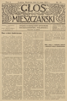 Glos Mieszczański : organ poświęcony sprawom mieszczaństwa polskiego. R. 2, 1912, nr 18