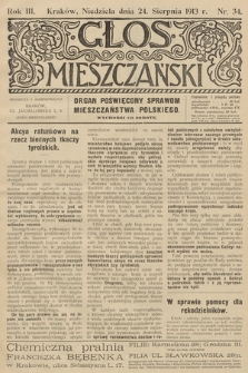 Glos Mieszczański : organ poświęcony sprawom mieszczaństwa polskiego. R. 3, 1913, nr 34