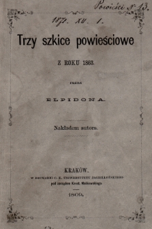 Trzy szkice powieściowe z roku 1863