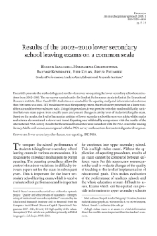 Results of the 2002–2010 lower secondary school leaving exams on a common scale