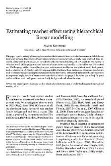 Estimating teacher effect using hierarchical linear modelling