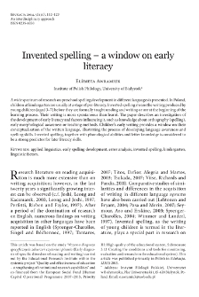 Invented spelling – a window on early literacy