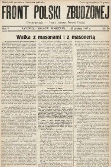 Front Polski Zbudzonej : dwutygodnik - pismo bojowe nowej Polski. 1937, nr 20