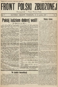 Front Polski Zbudzonej : dwutygodnik - pismo bojowe nowej Polski. 1937, nr 21