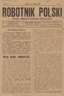 Robotnik Polski : pismo „Pismo Chrześcijańsko-Społeczne”. R. 5, 1928, nr 1