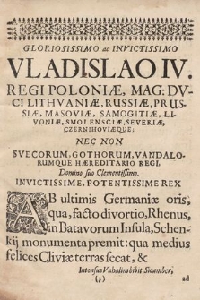 Gestorvm Vladislai IV Pol[oniae] et Svec[iae] regis pars [...]. P. 1, Principem panegyrice repræsentans