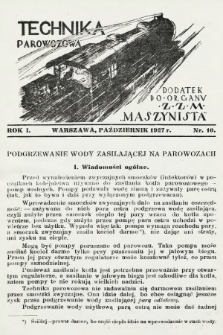 Technika Parowozowa : dodatek do organu Z.Z.M. „Maszynista”. 1927, nr 10