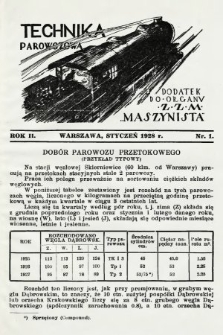 Technika Parowozowa : dodatek do organu Z.Z.M. „Maszynista”. 1928, nr 1