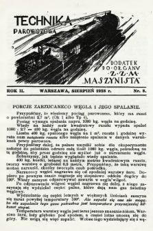 Technika Parowozowa : dodatek do organu Z.Z.M. „Maszynista”. 1928, nr 8