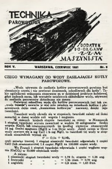 Technika Parowozowa : dodatek do organu Z.Z.M. „Maszynista”. 1931, nr 6