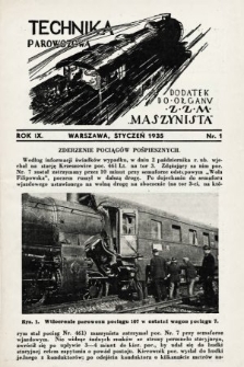 Technika Parowozowa : dodatek do organu Z.Z.M. „Maszynista”. 1935, nr 1