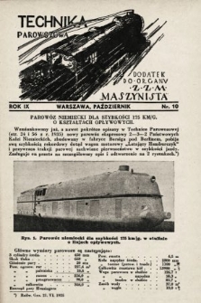 Technika Parowozowa : dodatek do organu Z.Z.M. „Maszynista”. 1935, nr 10