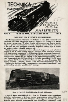 Technika Parowozowa : dodatek do organu Z.Z.M. „Maszynista”. 1936, nr 1