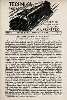 Technika Parowozowa : dodatek do organu Z.Z.M. „Maszynista”. 1936, nr 4