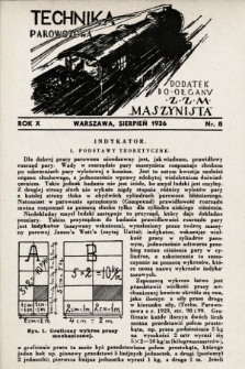 Technika Parowozowa : dodatek do organu Z.Z.M. „Maszynista”. 1936, nr 8